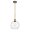 Athens Mini Pendant shown in the Brushed Brass finish with a Seedy shade