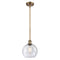 Athens Mini Pendant shown in the Brushed Brass finish with a Seedy shade