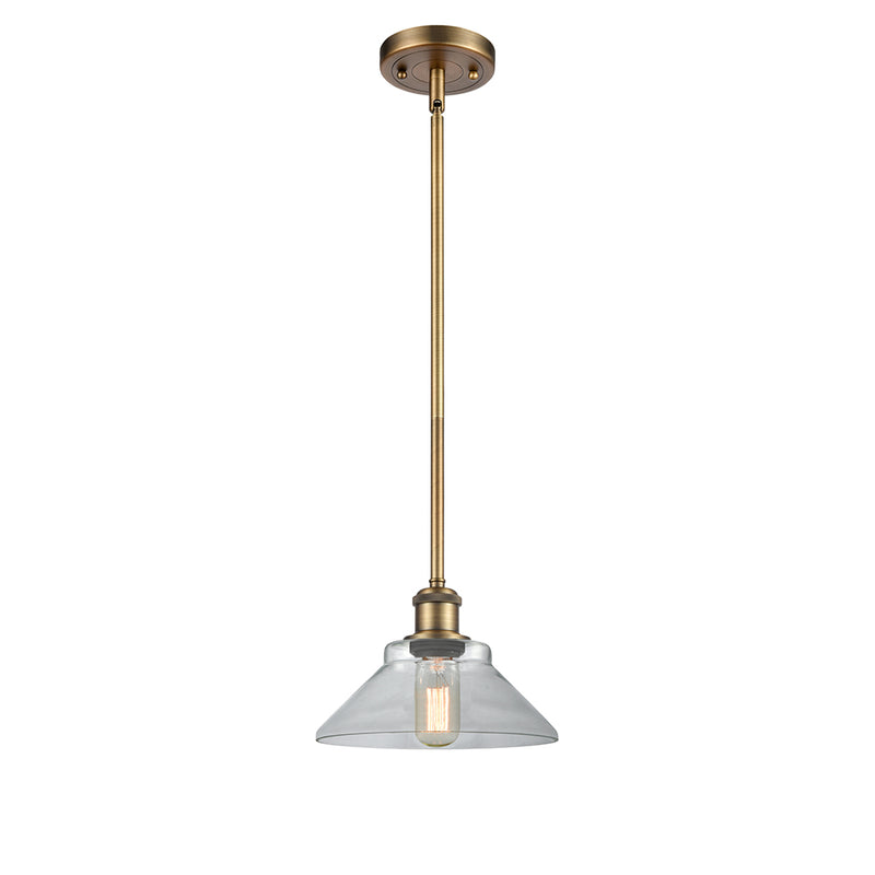 Orwell Mini Pendant shown in the Brushed Brass finish with a Clear shade