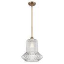 Springwater Mini Pendant shown in the Brushed Brass finish with a Clear Spiral Fluted shade