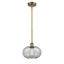 Gorham Mini Pendant shown in the Brushed Brass finish with a Charcoal shade