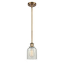 Caledonia Mini Pendant shown in the Brushed Brass finish with a Mouchette shade