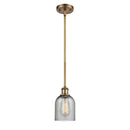 Caledonia Mini Pendant shown in the Brushed Brass finish with a Charcoal shade