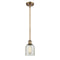 Caledonia Mini Pendant shown in the Brushed Brass finish with a Mica shade