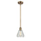 Conesus Mini Pendant shown in the Brushed Brass finish with a Clear Crackle shade