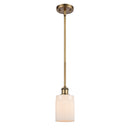 Hadley Mini Pendant shown in the Brushed Brass finish with a Matte White shade