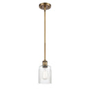 Hadley Mini Pendant shown in the Brushed Brass finish with a Clear shade