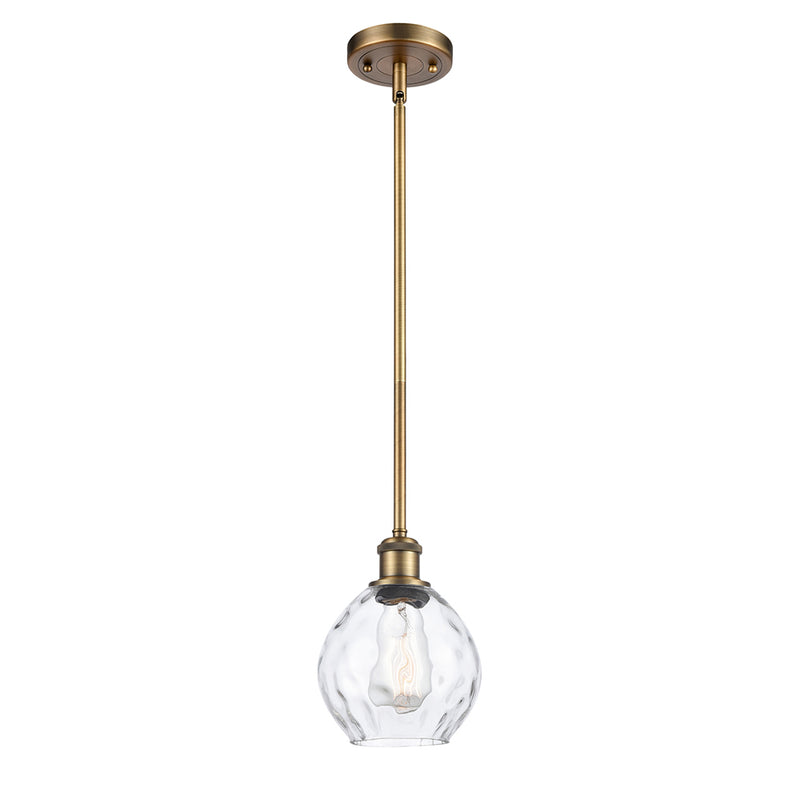 Waverly Mini Pendant shown in the Brushed Brass finish with a Clear shade