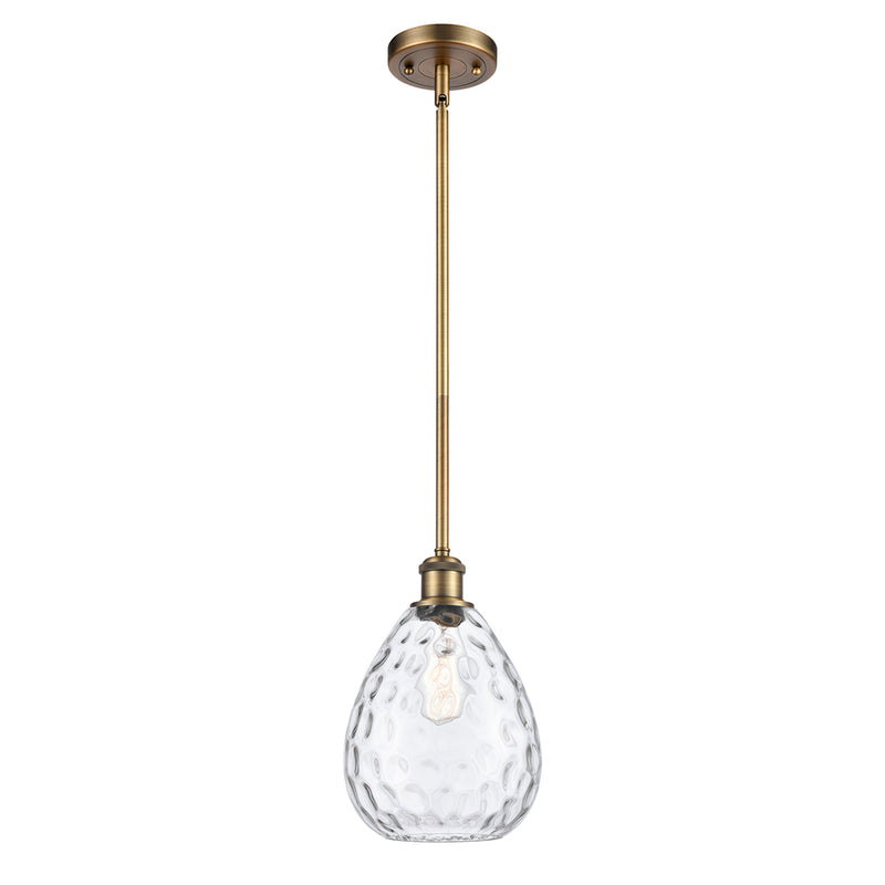 Waverly Mini Pendant shown in the Brushed Brass finish with a Clear shade