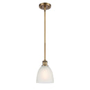 Castile Mini Pendant shown in the Brushed Brass finish with a White shade