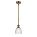 Castile Mini Pendant shown in the Brushed Brass finish with a Clear shade