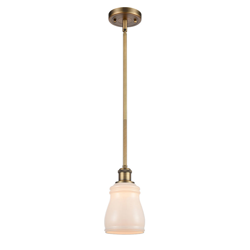 Ellery Mini Pendant shown in the Brushed Brass finish with a White shade