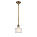 Dayton Mini Pendant shown in the Brushed Brass finish with a White shade