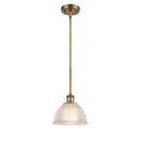 Arietta Mini Pendant shown in the Brushed Brass finish with a Clear shade