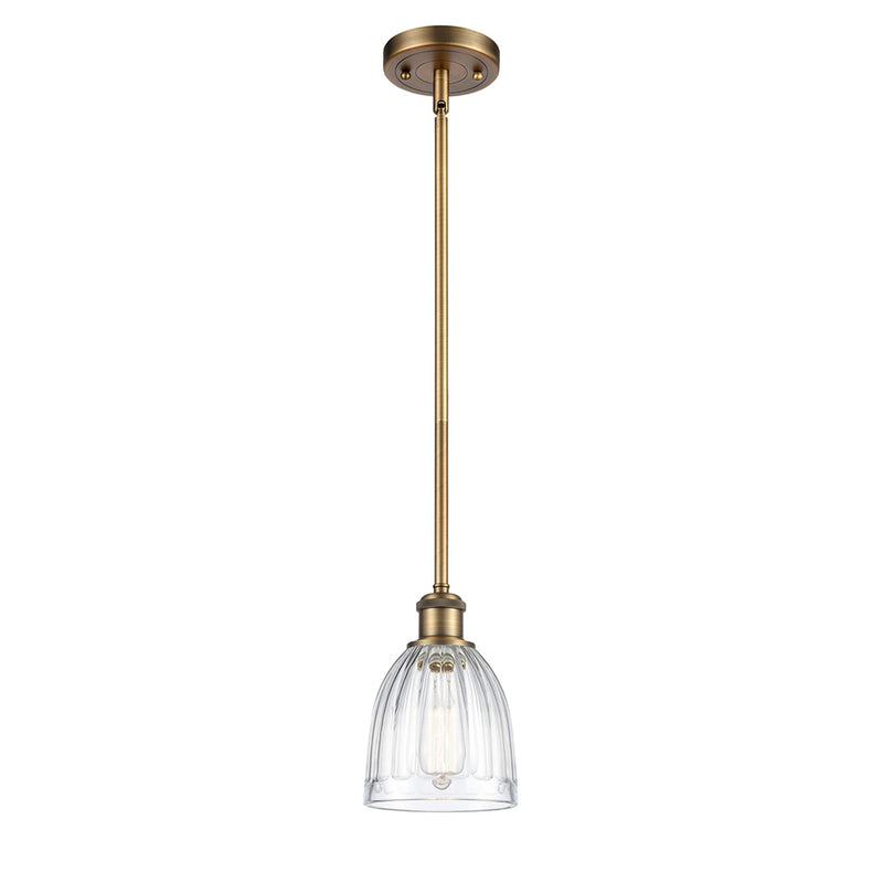 Brookfield Mini Pendant shown in the Brushed Brass finish with a Clear shade