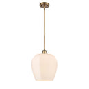 Norfolk Mini Pendant shown in the Brushed Brass finish with a Matte White shade