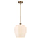 Norfolk Mini Pendant shown in the Brushed Brass finish with a Matte White shade