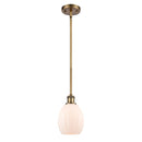 Eaton Mini Pendant shown in the Brushed Brass finish with a Matte White shade