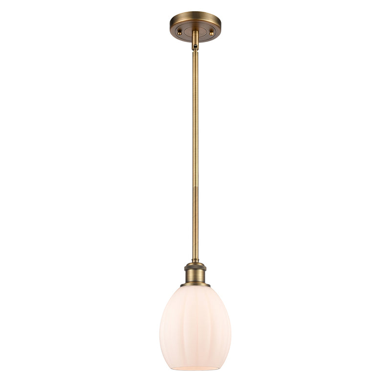 Eaton Mini Pendant shown in the Brushed Brass finish with a Matte White shade