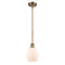 Eaton Mini Pendant shown in the Brushed Brass finish with a Matte White shade