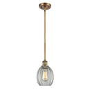 Eaton Mini Pendant shown in the Brushed Brass finish with a Clear shade