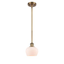 Fenton Mini Pendant shown in the Brushed Brass finish with a Matte White shade