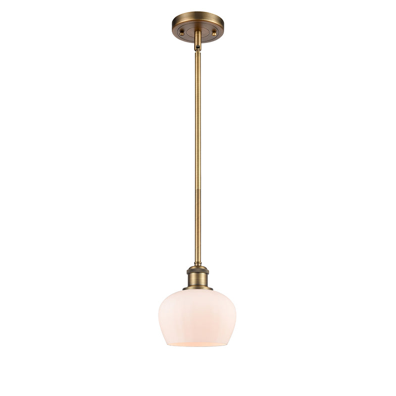 Fenton Mini Pendant shown in the Brushed Brass finish with a Matte White shade