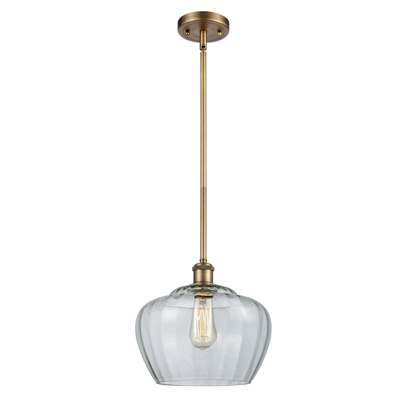 Fenton Mini Pendant shown in the Brushed Brass finish with a Clear shade