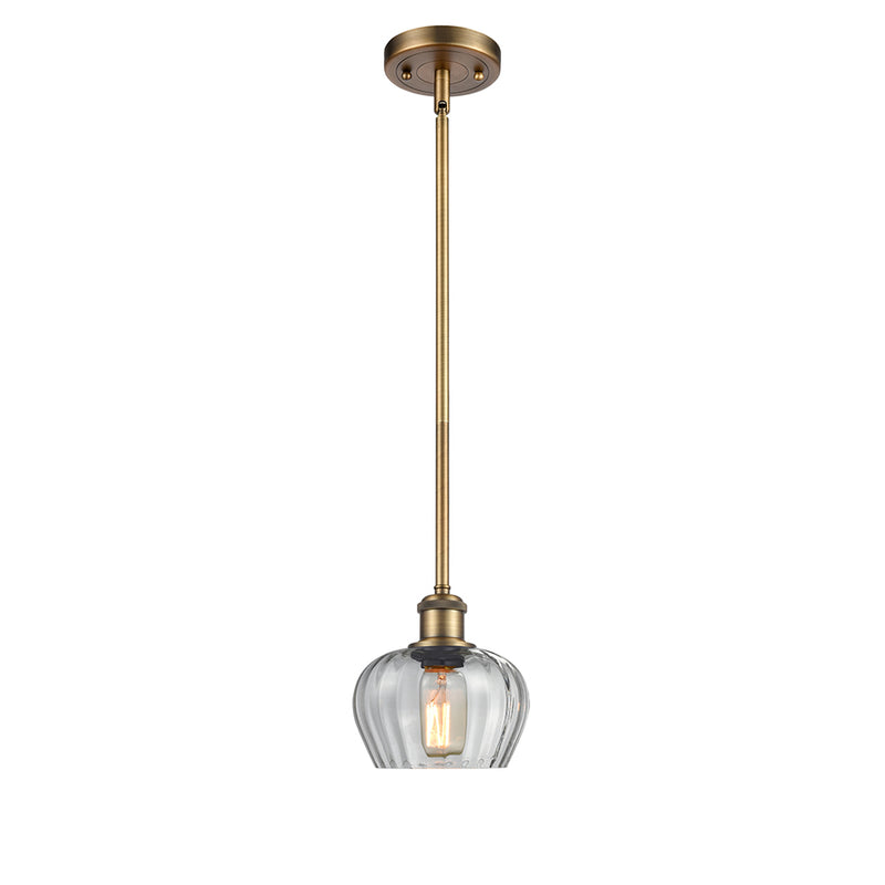 Fenton Mini Pendant shown in the Brushed Brass finish with a Clear shade