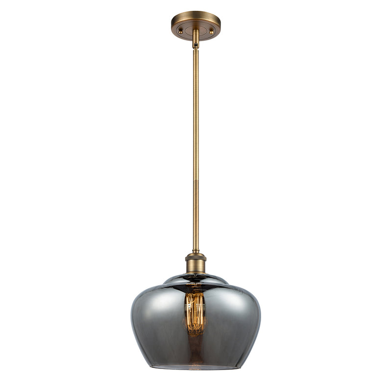 Fenton Mini Pendant shown in the Brushed Brass finish with a Plated Smoke shade