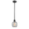 Belfast Mini Pendant shown in the Matte Black finish with a Clear Crackle shade