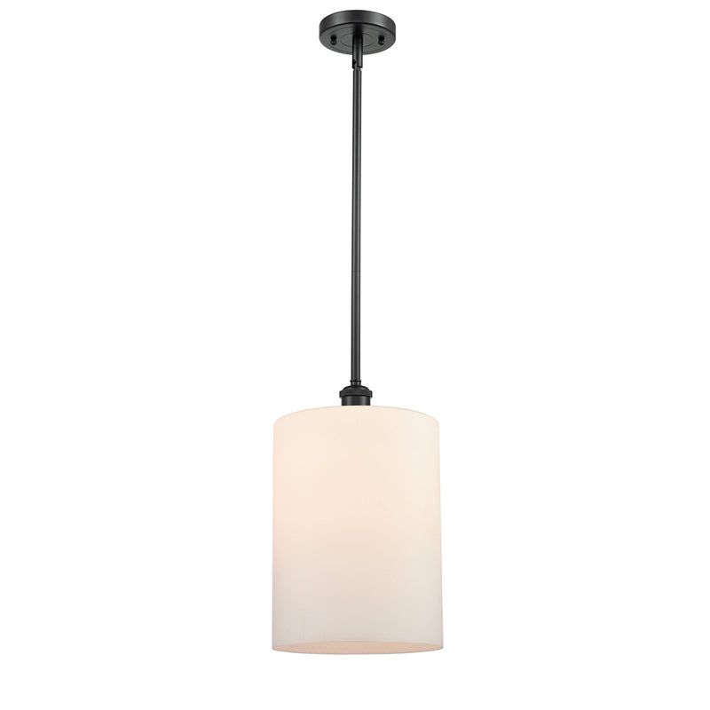 Cobbleskill Mini Pendant shown in the Matte Black finish with a Matte White shade