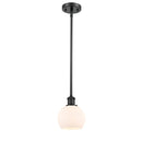 Athens Mini Pendant shown in the Matte Black finish with a Matte White shade