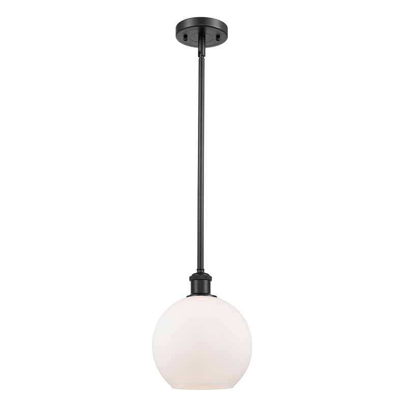 Athens Mini Pendant shown in the Matte Black finish with a Matte White shade