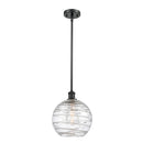 Deco Swirl Mini Pendant shown in the Matte Black finish with a Clear shade