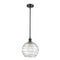 Deco Swirl Mini Pendant shown in the Matte Black finish with a Clear shade