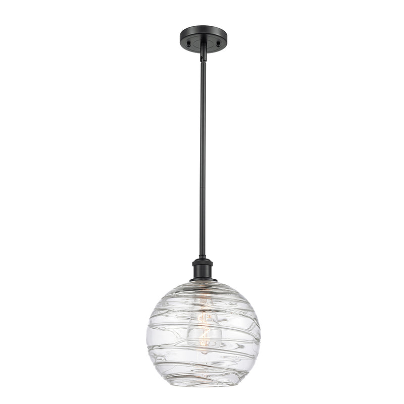 Deco Swirl Mini Pendant shown in the Matte Black finish with a Clear shade