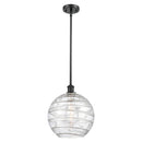 Deco Swirl Mini Pendant shown in the Matte Black finish with a Clear shade