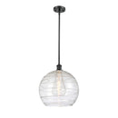 Deco Swirl Pendant shown in the Matte Black finish with a Clear shade