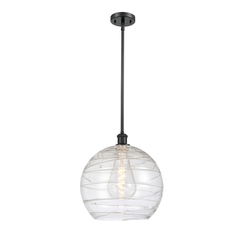 Deco Swirl Pendant shown in the Matte Black finish with a Clear shade