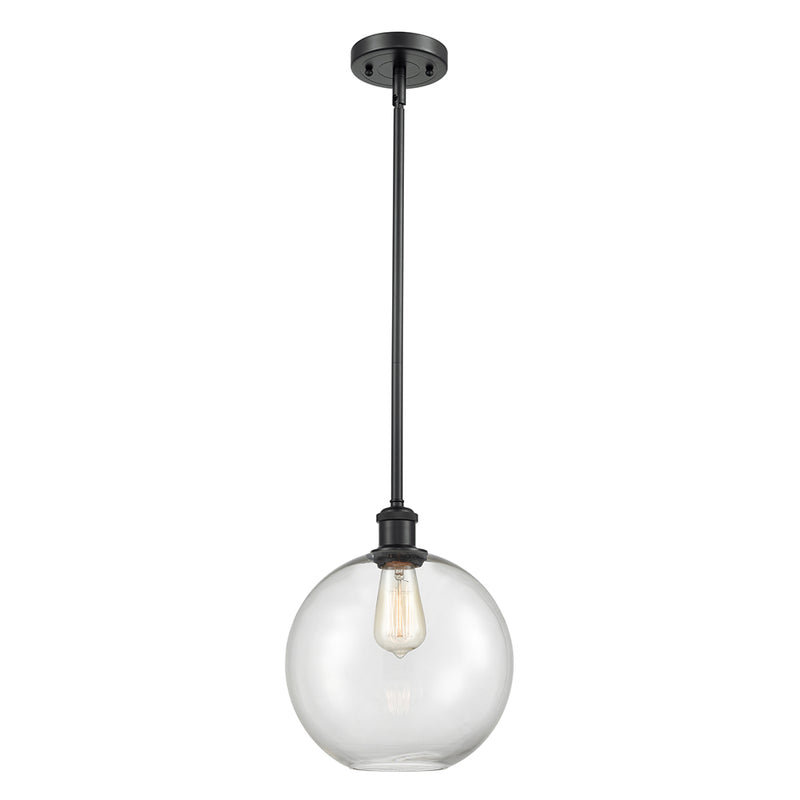 Athens Mini Pendant shown in the Matte Black finish with a Clear shade