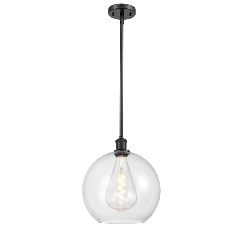 Athens Mini Pendant shown in the Matte Black finish with a Clear shade