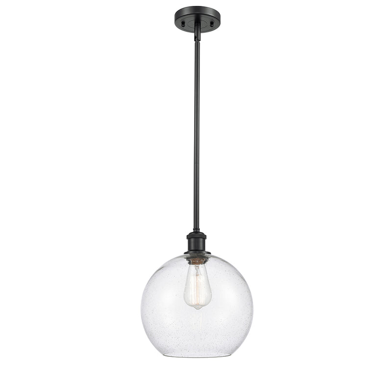 Athens Mini Pendant shown in the Matte Black finish with a Seedy shade