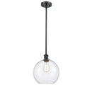 Athens Mini Pendant shown in the Matte Black finish with a Seedy shade