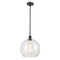 Athens Mini Pendant shown in the Matte Black finish with a Seedy shade