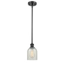 Caledonia Mini Pendant shown in the Matte Black finish with a Mouchette shade