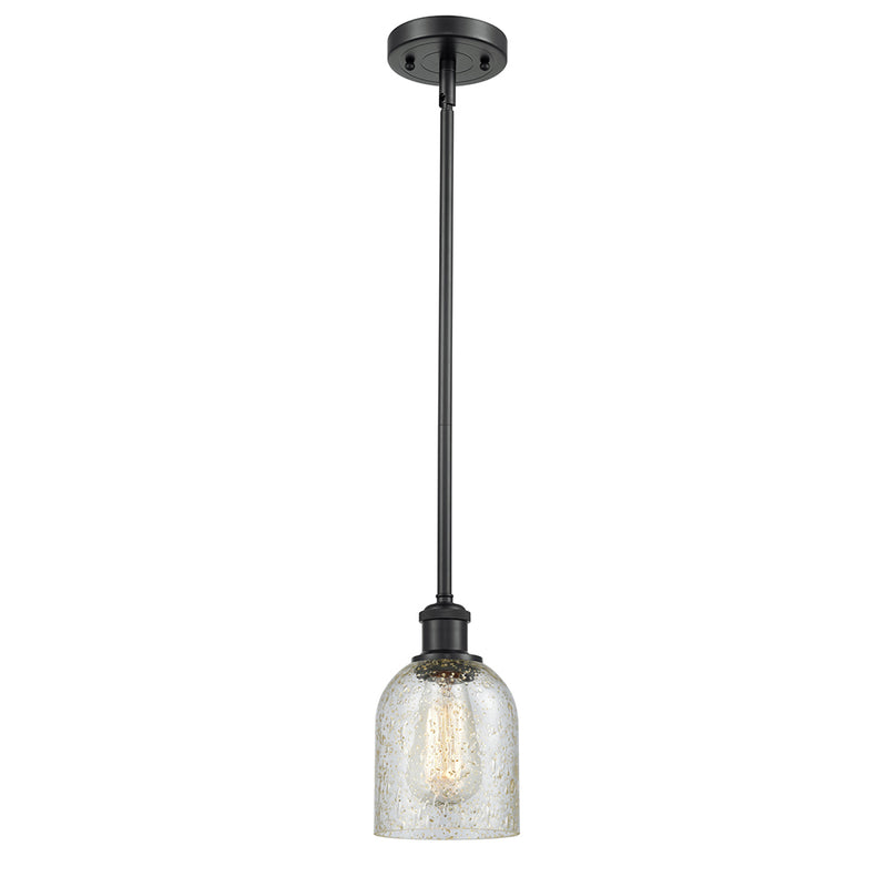 Caledonia Mini Pendant shown in the Matte Black finish with a Mica shade