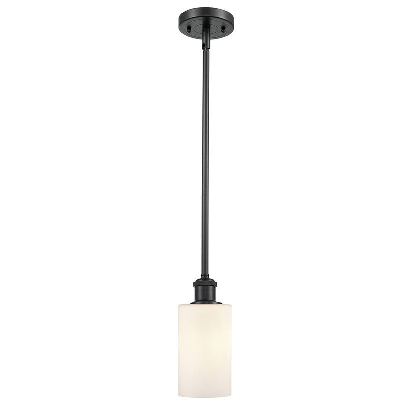 Clymer Mini Pendant shown in the Matte Black finish with a Matte White shade