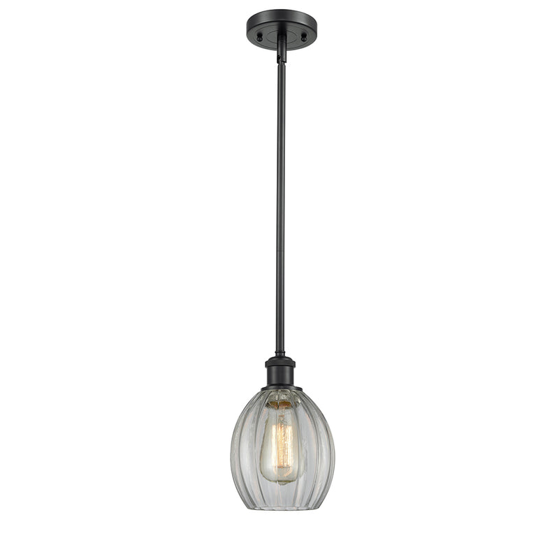 Eaton Mini Pendant shown in the Matte Black finish with a Clear shade