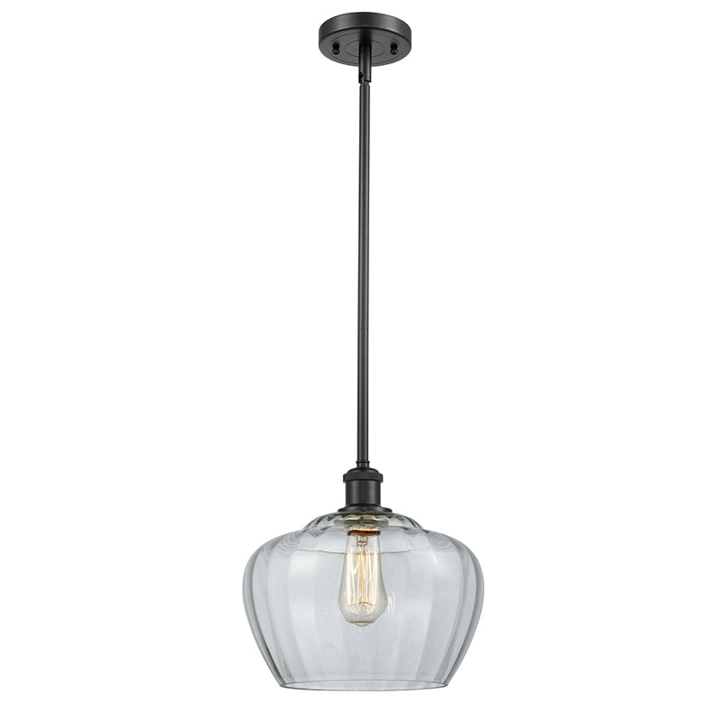 Fenton Mini Pendant shown in the Matte Black finish with a Clear shade